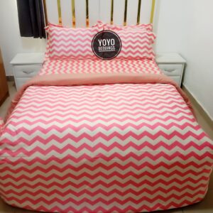 PINK AND CREAM AMERICAN COTTON DETACHABLE DUVET SET