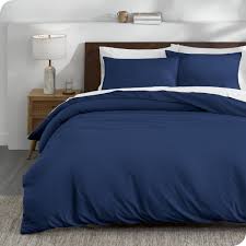AMERICAN POLISH PLAIN NAVY BLUE COMBINED WITH WHITE DUVET COVER SET