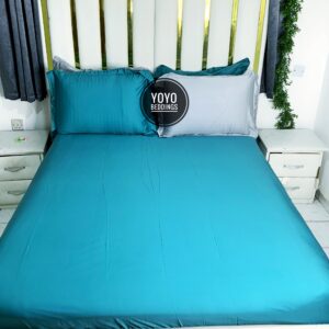 PLAIN EGYPTIAN COTTON SILK BEDSHEET  WITH FOUR PILLOW CASES
