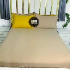 PLAIN BEIGE BEDSHEET WITH PILLOW CASES