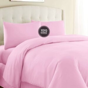 6/7 PLAIN PINK DUVET SET WITH FOUR PILLOW CASES