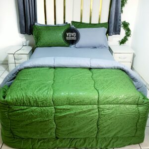 6/7 PLAIN GREEN DUVET SET COMBINED WITH GREY